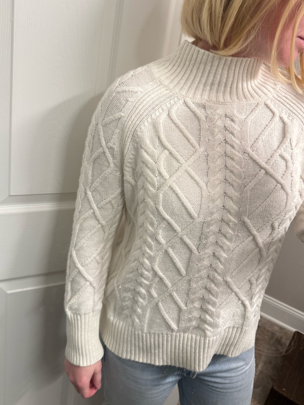 Talbots white Cable-Knit mockneck Sweater